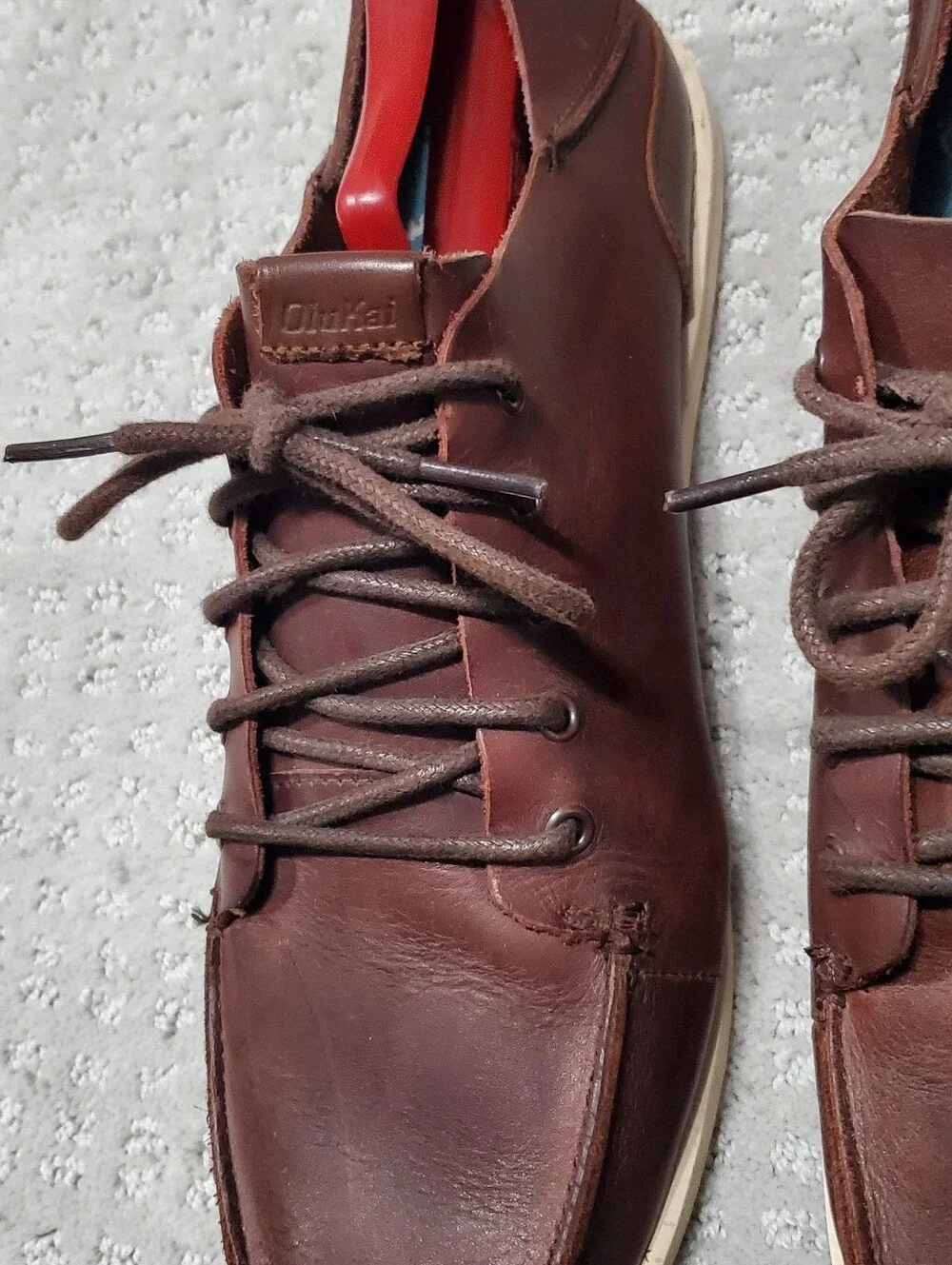 OluKai Nalukai 10378-SA20 Brown Leather Casual Sneaker Men Shoes Size 9 Lace Up
